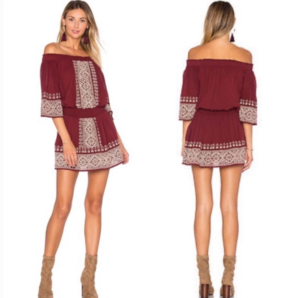 New Tularosa Fiona Wine Embroidered Dress XS - Picture 1 of 9